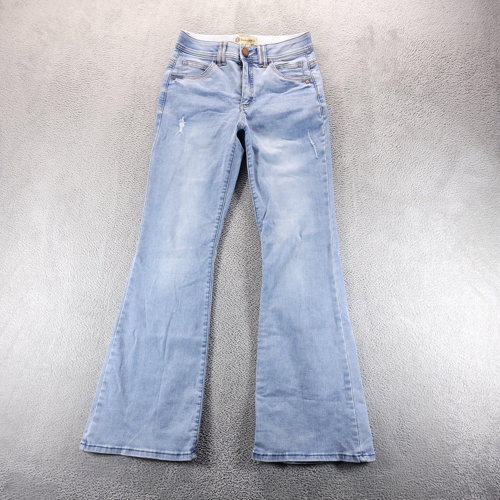 Democracy Jeans Womens 4 Blue Bootcut Mid Rise Ab Technology Light Wash Stretch